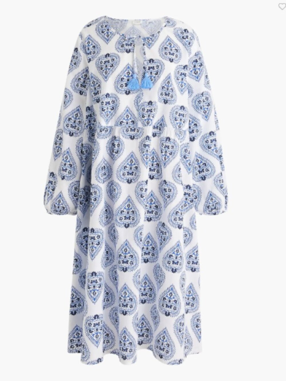NWOT Jcrew Blue & White Paisley Print Swim Coverup